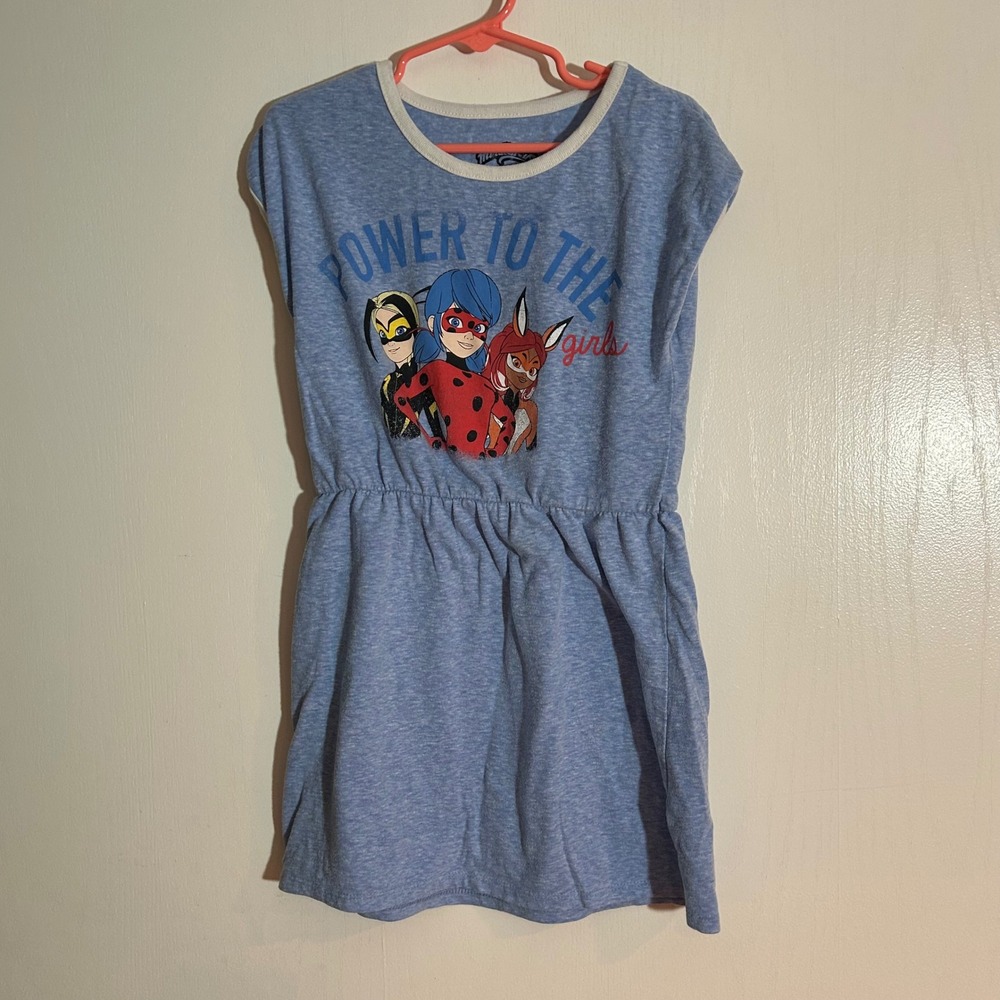 Miraculous Ladybug Dress Power to the Girls Size S (6-6X) Blue Cute